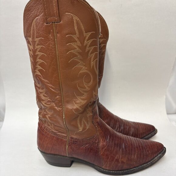 NOCONA Exotic LIZARD Leather COWBOY BOOTS Brown Men Size 9.5 - Picture 5 of 12